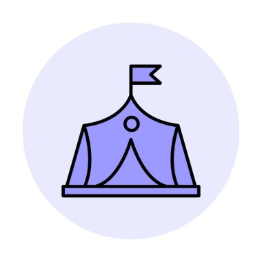 Askeri çadır simgesi, vektör illüstrasyonu