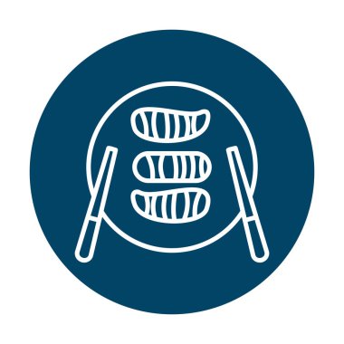 Tabak simgesinde suşi, vektör illüstrasyonu