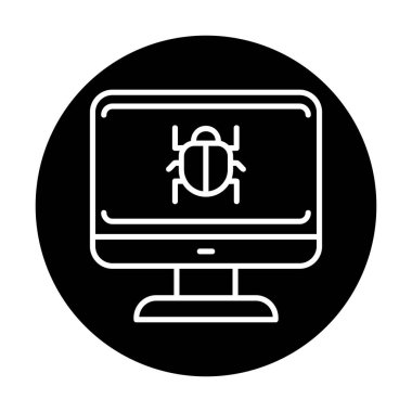 yazılım hatası düz simgesi, vektör illüstrasyonu, Sistem Virüsü 