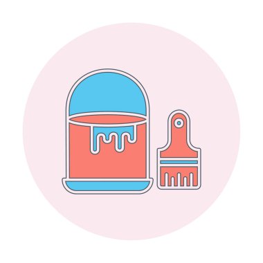 Boya fırçası ve kova vektör çizimi, simge ögesi arkaplanı                    