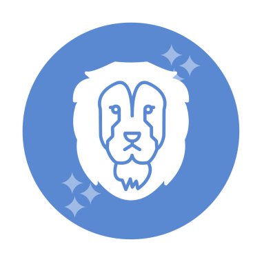 Aslan başı düz simgesi, vektör illüstrasyonu