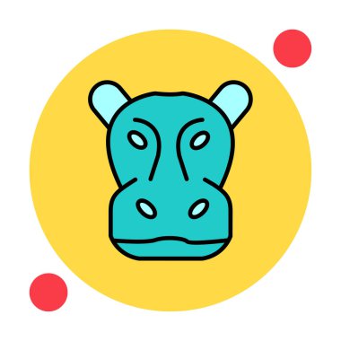 Hippopotamus baş ikon vektör çizimi