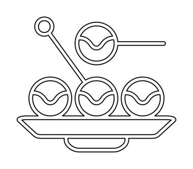 Basit Takoyaki Japon yemek ikonu, vektör illüstrasyonu