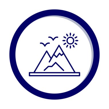 Dağların ve güneşin simgesi. vektör illüstrasyonu