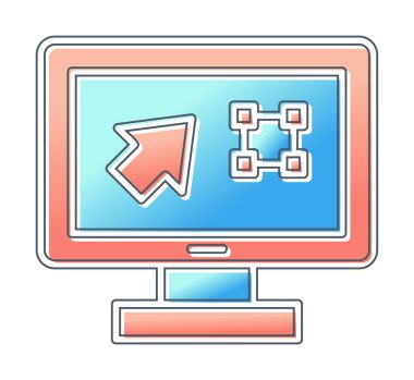 Ekran simgesinde basit Grafik Tasarım uygulaması, vektör illüstrasyonu