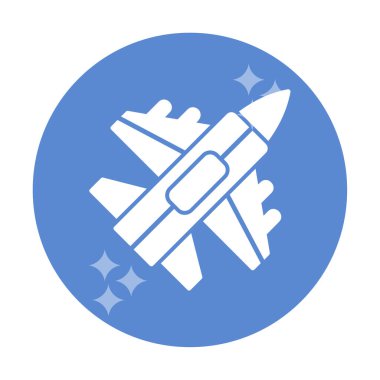 Jet Fighter ikonu. Askeri uçak uçuşu. vektör illüstrasyonu