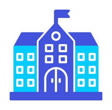 Üniversite binası ikonu. Düz renk tasarımı. vektör illüstrasyonu.                           