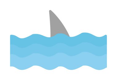 Deniz ikonunda köpekbalığı yüzgeci, vektör illüstrasyonu 