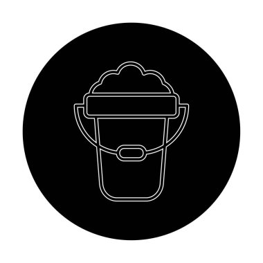 Köpük simgesi olan kova, vektör illüstrasyonu  