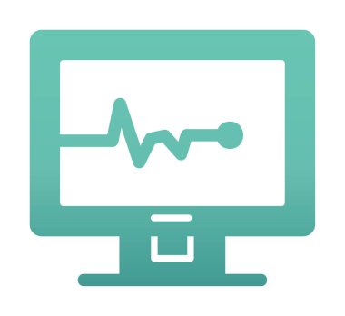 Basit kardiyogram simgesi, vektör illüstrasyonu