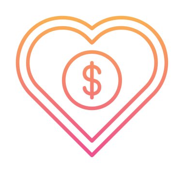 Dolar kalbi favori simgesi, vektör illüstrasyonu 