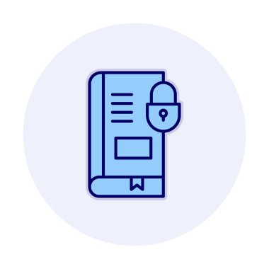 Asma kilit simgesine sahip kitap, vektör illüstrasyon tasarımı, Güvenli Kitap sembolü 