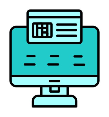 Basit Çevrimiçi Ödeme simgesi, vektör illüstrasyonu