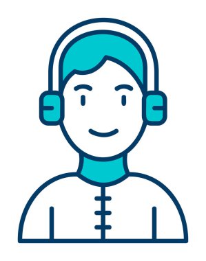 DJ avatar web simgesi, vektör illüstrasyonu 