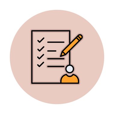 Kontrol listesi düz simgesi, vektör illüstrasyonu 