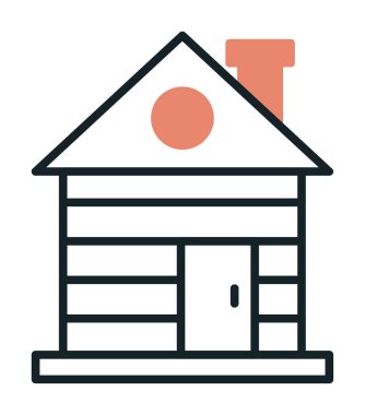 ahşap ev simgesi, vektör illüstrasyonu