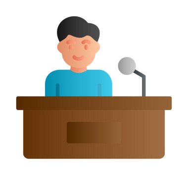 Yorumcular konuşma standında konuşma yapıyorlar, vektör illüstrasyonu