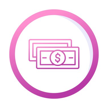 Dolar para çizgisi simgesi, vektör illüstrasyonu