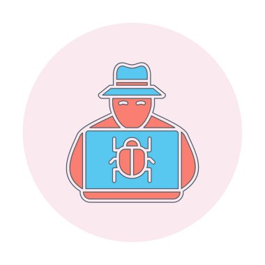 Basit Bilgisayar Hacker simgesi, vektör illüstrasyonu