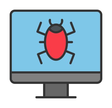 Basit Bilgisayar Virüsü simgesi, vektör illüstrasyonu