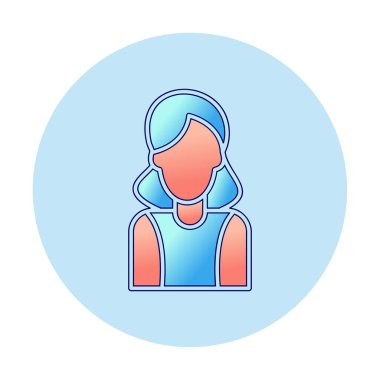 Kadın avatar simgesi, vektör illüstrasyonu 