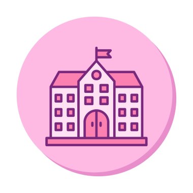 Üniversite binası ikonu. Düz renk tasarımı. vektör illüstrasyonu.                           