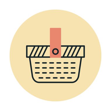 piknik sepeti web simgesi, vektör illüstrasyonu 