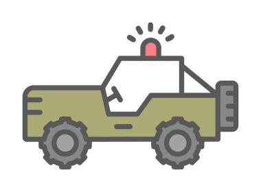 Askeri Jeep Simgesi, Vektör İllüstrasyonu