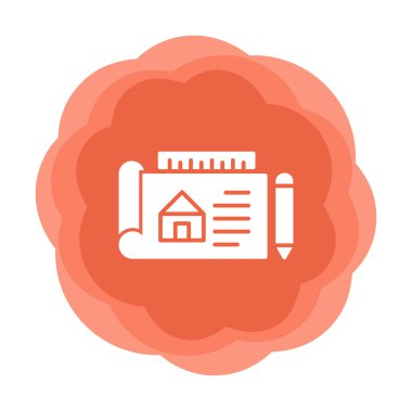 Basit Mimari Planı simgesi, vektör illüstrasyonu