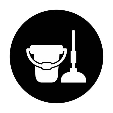 kova ve paspas simgesi, vektör illüstrasyonu  