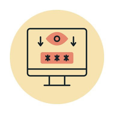 Basit Bilgisayar Casus Yazılımı simgesi, vektör illüstrasyonu