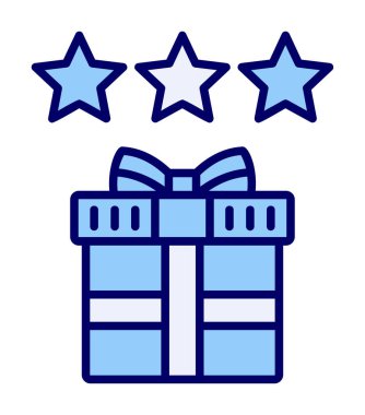 hediye ve Gözden Geçir vektör düz renk simgesi tasarımı