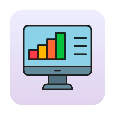 Basit Bilgisayar İzleme Veri Analizi simgesi, vektör illüstrasyonu