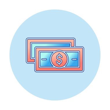 Dolar para çizgisi simgesi, vektör illüstrasyonu