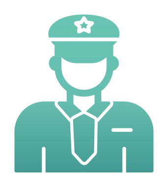 Üniformalı düz simgeli polis memurunun vektör çizimi