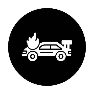 Yanan Araba ikon vektör illüstrasyonuName