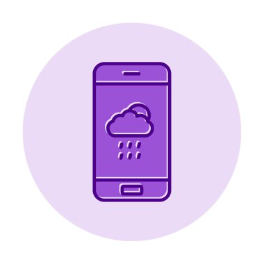 Akıllı telefon web simgesi üzerindeki hava durumu uygulaması, vektör illüstrasyonu 