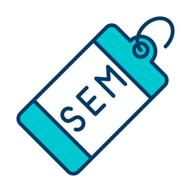 SEM Etiket web simgesi, vektör illüstrasyonu 