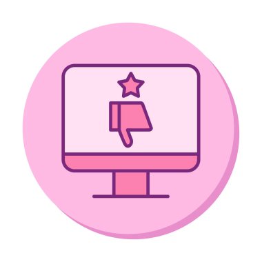 Kötü İnceleme simgesi, vektör illüstrasyonlu basit ekran