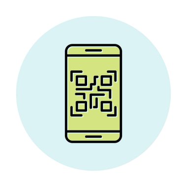 Akıllı Telefon Ekran Web simgesi Qr Kodu, vektör illüstrasyonu 