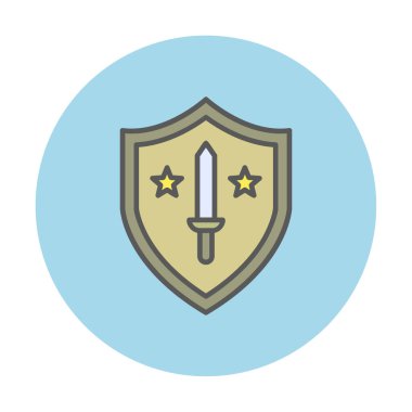 Kılıç vektör ağ simgesine sahip Askeri Kalkan, vektör illüstrasyonu 