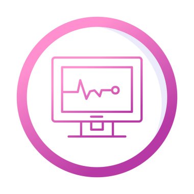 Basit kardiyogram simgesi, vektör illüstrasyonu