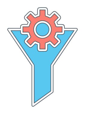 Vites simgesiyle filtre hunisi, vektör illüstrasyonu