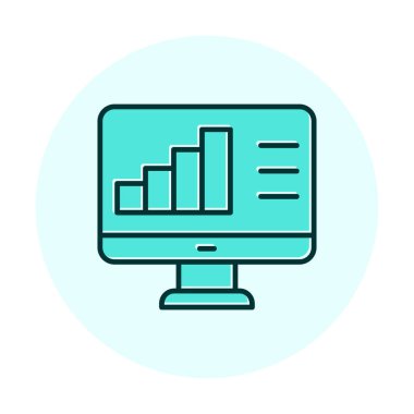 Basit Bilgisayar İzleme Veri Analizi simgesi, vektör illüstrasyonu