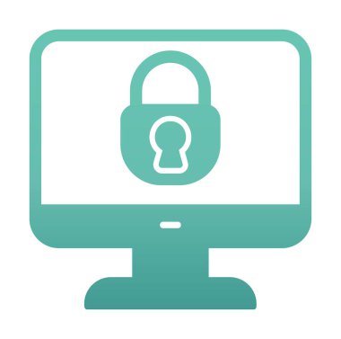 Basit Bilgisayar monitörü Ekran simgesi, vektör illüstrasyonunu kilitle