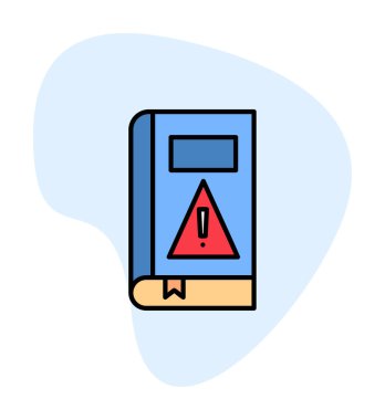 kitap uyarısı ünlem işareti vektör düz renk simgesi ile