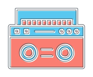  Boombox düz simgesi, vektör çizimi