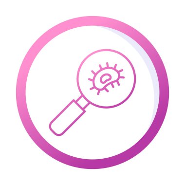 Büyüteç cam simgesi, vektör illüstrasyonu ile Bakteri Araştırması  