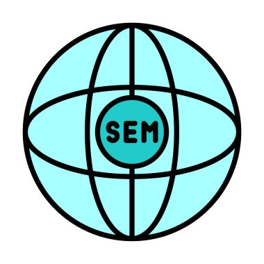 düz dünya ve Sem simgesi vektör illüstrasyonu