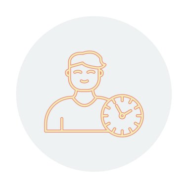 Saat simgesi olan adam, Zaman Yönetimi sembolü, vektör illüstrasyonu 